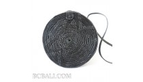 new black color ata rattan grass handwoven handbag circle design